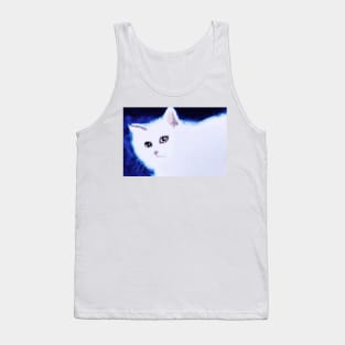 Glowing White Cat Painting Tank Top